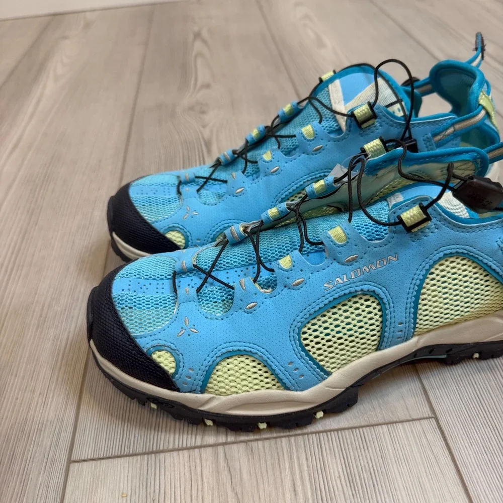 Salomon Techamphibian 3 W Blue Green Tea Water Hiking Shoes 356772 Womens 10 NEW